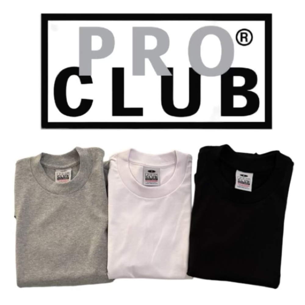 3pc ProClub White/Black/Gray Heavy Weight T-Shirts 
Fabric Made in USA